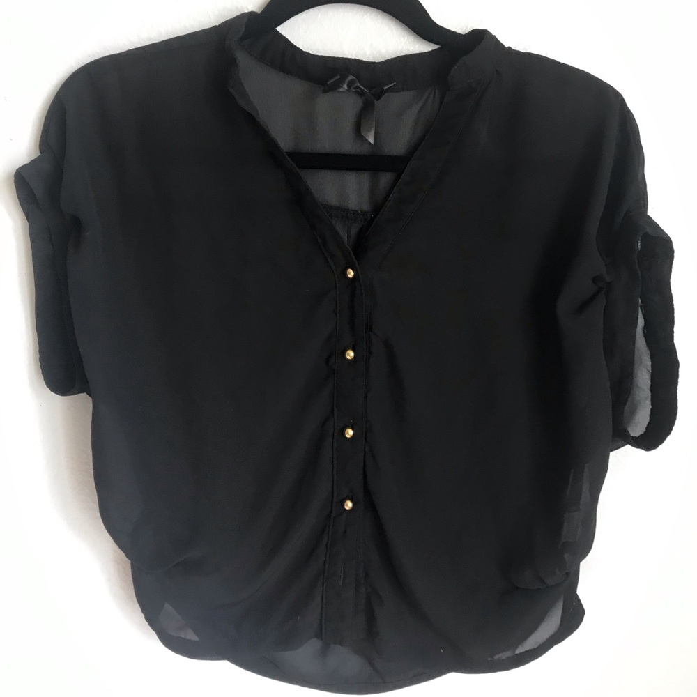 Sheer button up crop top